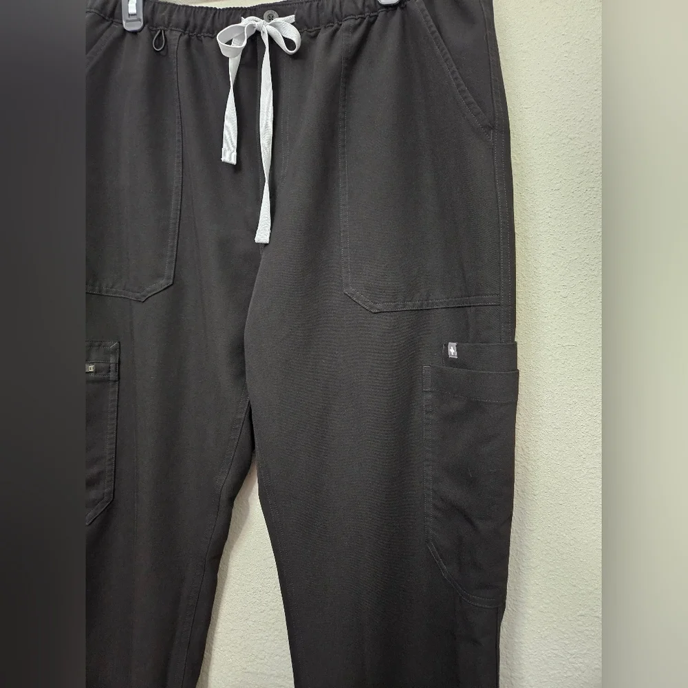 Figs Mens XL Cairo Black Elastic Waist With Zipper Button Scrub Pants Nursing